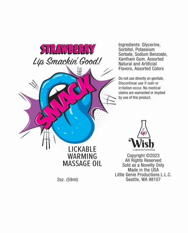 Smack Warming Massage Oil – 2 oz Strawberry