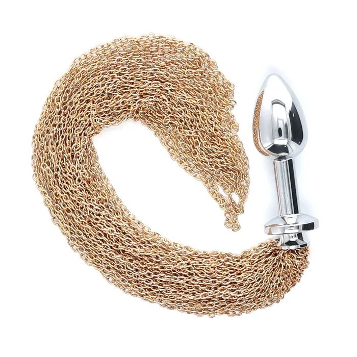 SMALL SILVER ALLOY PLUG W/ METAL CHAIN – GOLD