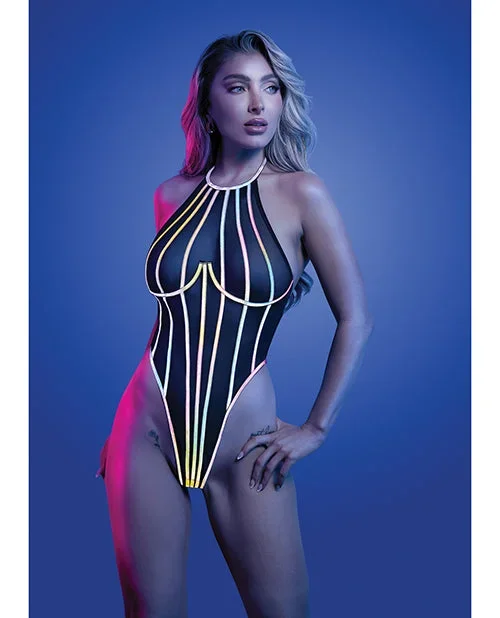 Solar Flare Flash Reflective Binding Halter Tie Teddy in Black L/XL