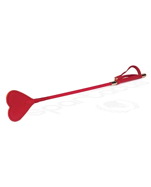 Spartacus PU Riding Crop w/Plush Heart Shape Tip – Red
