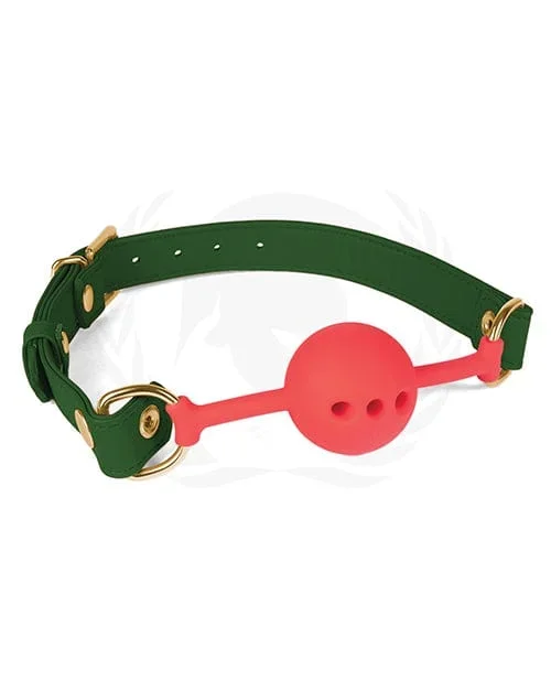 Spartacus Silicone Ball Gag with Green Pu Straps – 46 Mm
