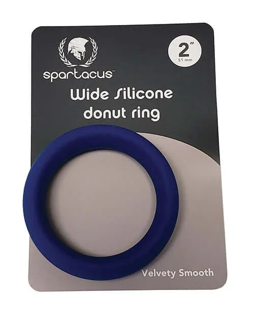 Spartacus Wide Silicone Donut C-Ring: 2-Inch Stretchable Blue Cock Ring for Enhanced Erections