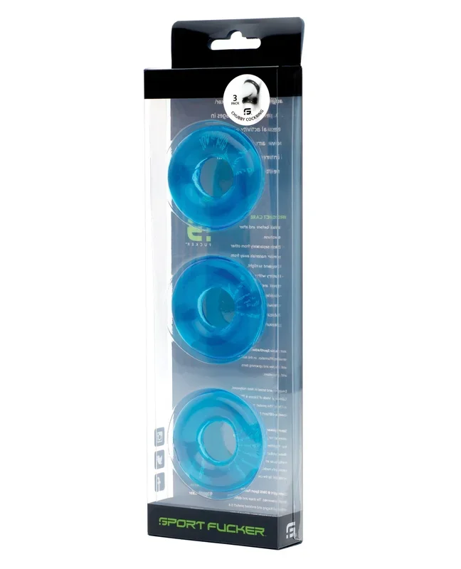 Sport Fucker Chubby Cockring Pack of 3 – Ice Blue