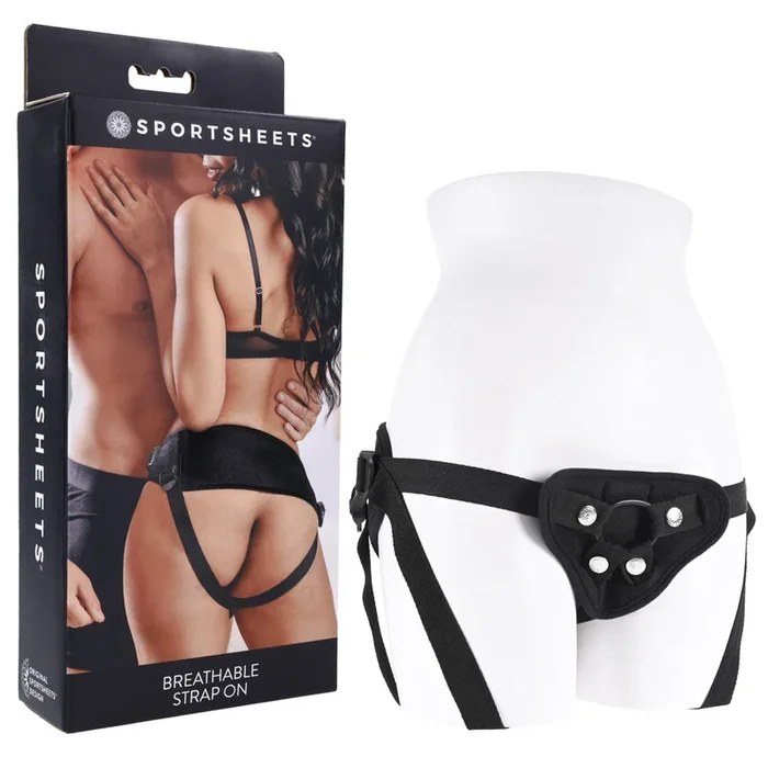 SPORTSHEETS Breathable Strap On – Black Adjustable Strap-On Harness (No Probe Included)