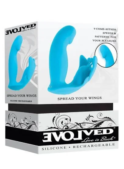 Spread Your Wings Rechargeable Silicone Multi Vibrator – Blue