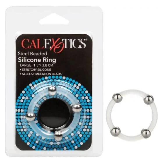 Steel Beaded Silicone Ring Large from California Exotic Novelties