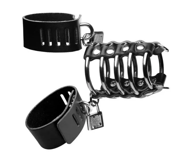 Strict Gates of Hell 5 Ring Chastity Device with Cock and Ball Strap