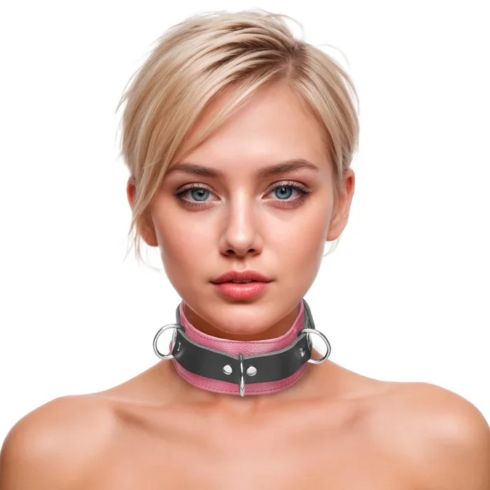 Strict Leather Deluxe Locking Collar – Pink and Black