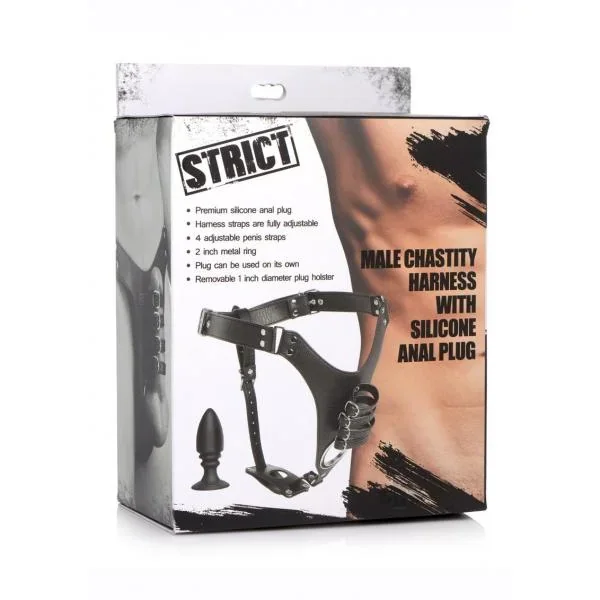 Strict Male Chastity Harness W/plug