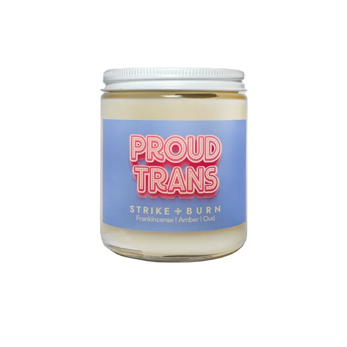 Strike & Burn Proud Trans Candle Frankincense Amber Oud