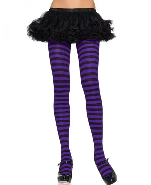 Stripe Tights – Black & Purple – Queen