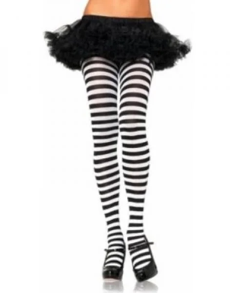 Stripe Tights – Black & White – One Size