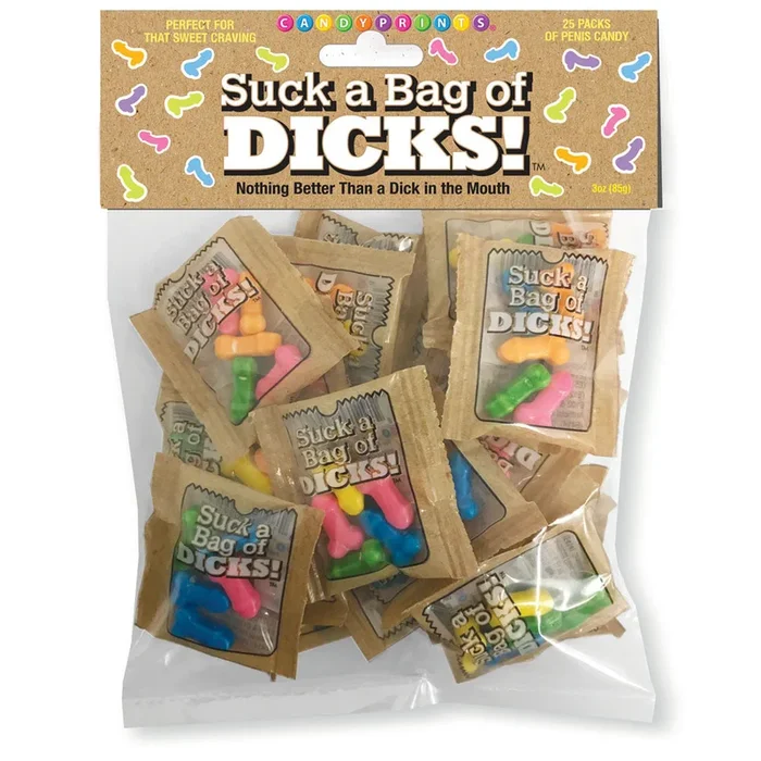 Suck a Bag of Dicks! Bag of 25 – Pecker Lollies – Bulk Bag of 25 Party Packs