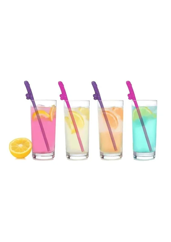 Super Fun Penis Party Straws (8 per Pack) – Pink/Purple