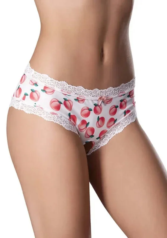 Sweet Treats Crotchless Boy Short with Edible Lube Peach 2XL