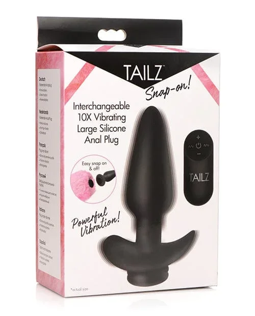 Tailz Snap On Interchangeable 10x Vibrating Silicone Anal Plug with Remote