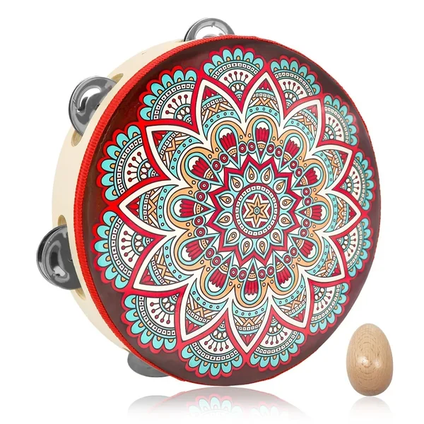 Tambourine Hand Held Drum 8 Inch Tamborine Musical Instrument For Kids Adul