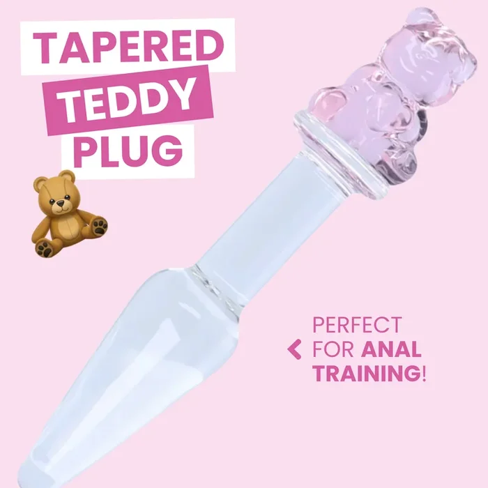 Tapered Teddy Bear Glass Anal Plug
