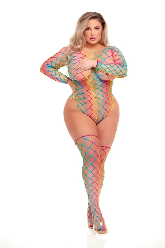 Taste the Rainbow Teddy and Thigh High Set in Rainbow Colors
