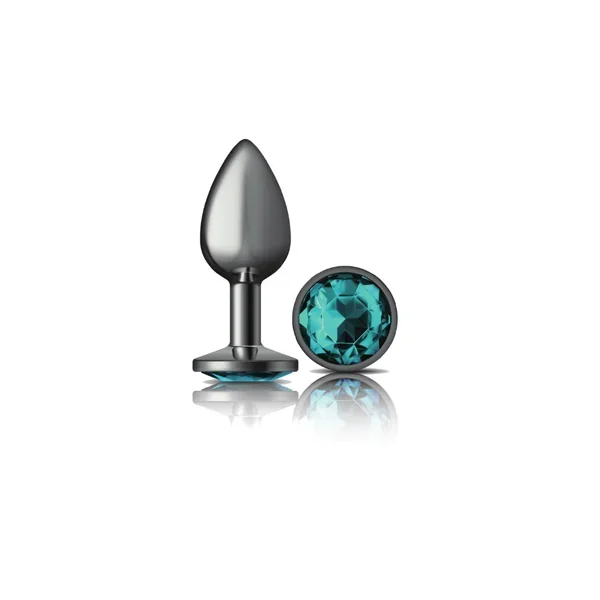 Teal Round Gem Gunmetal Metal Plug – Sm
