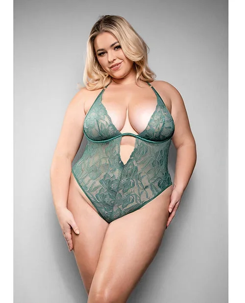 Temptress Aerin Lace Teddy w/Removable Chain – Green 1X/2X