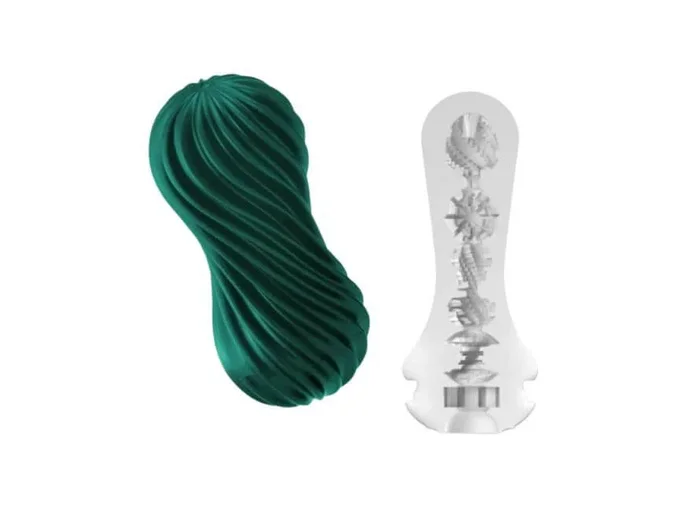 Tenga Flex Fizzy Green Male Masturbator – Spiral Ribbed Sensation for Solo Pleasure