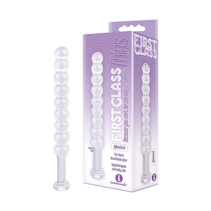 The 9’s First Glass Thins, Spherical – Clear Glass 17.8 cm Anal Beads