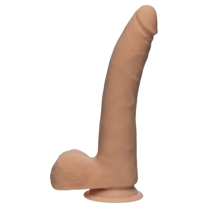 The D Realistic D Dual Density Slim Dildo With Balls Pink 9 Inch