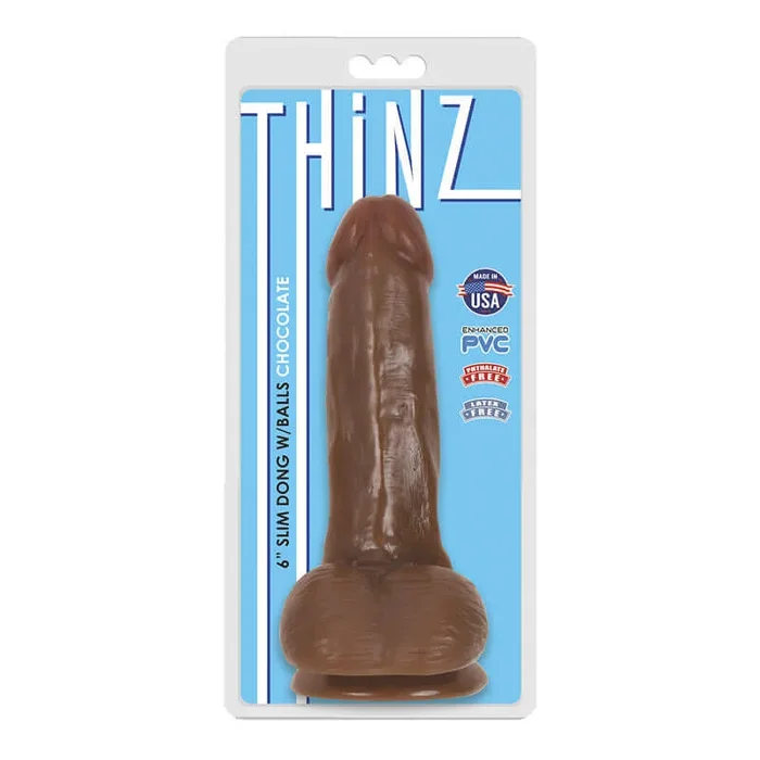 Thinz Slim Dong 6 inches with Balls Chocolate Brown