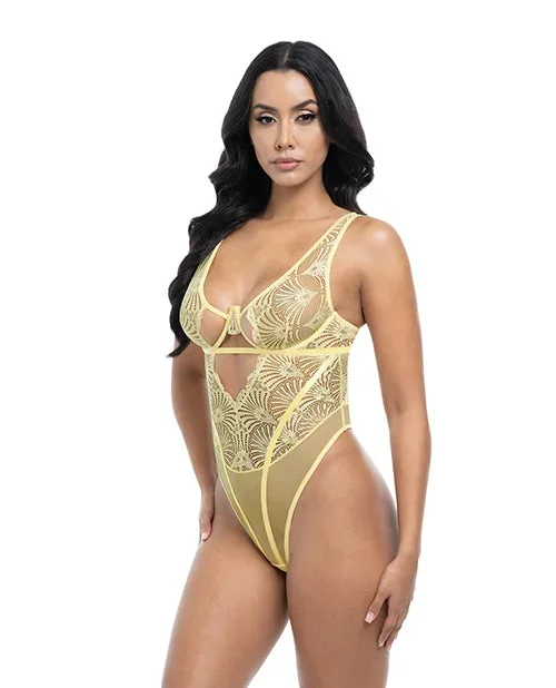 Tiana Scallop Lace & Mesh Underwire Teddy – Pale Banana L/XL