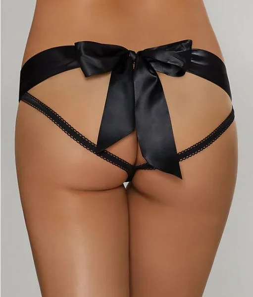 Tie Back Open Bikini – Black –