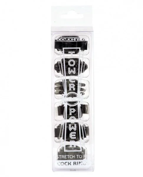 Tower of Power Cock Rings – Black Pack of 6