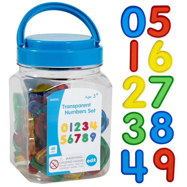 Transparent Numbers Set Mini Jar Set Of 40 Colorful, Plastic Numbers Light