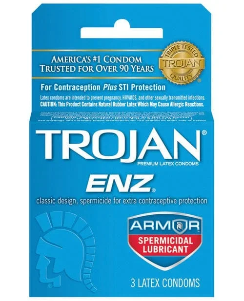 Trojan Enz Spermicidal Lubricated Condoms – Box Of 3