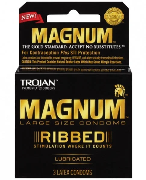 Trojan Magnum Ribbed Condoms – Box of 3