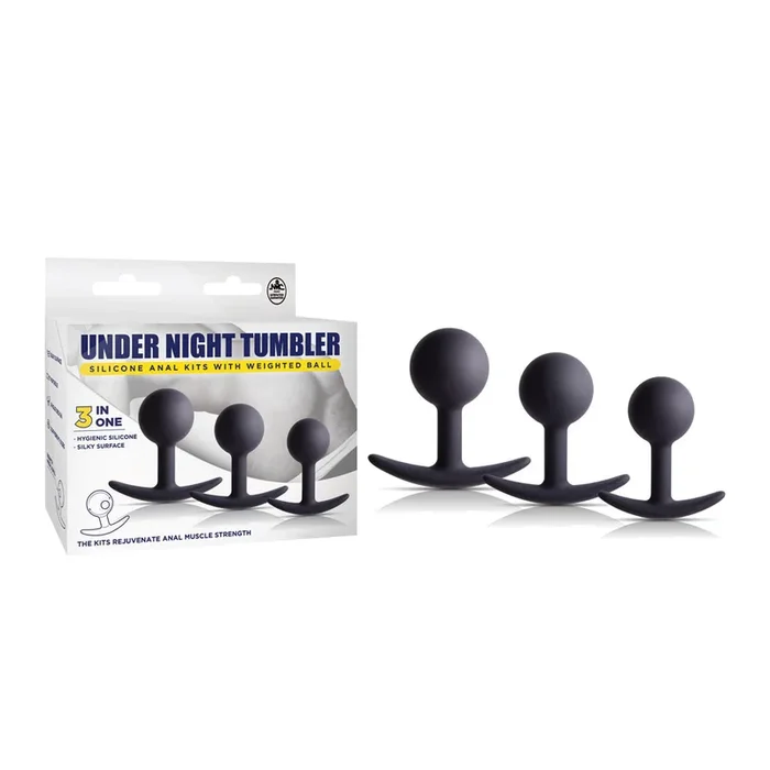 Under Night Tumbler – Black Butt Plugs with Weighted Balls – Set of 3 Sizes