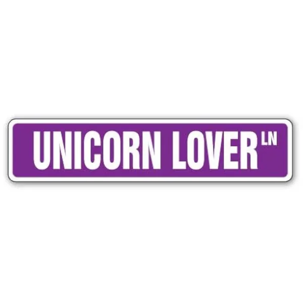 Unicorn Lover Street Sign Childrens Name Room Sign | Indoor/Outdoor |  18″ Wid