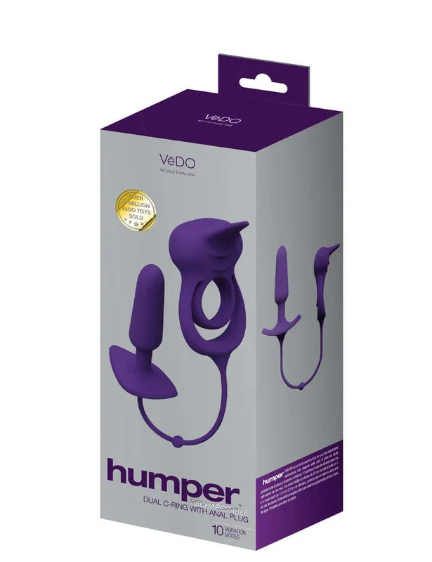 Vedo Humper Rechargeable Dual C-Ring With Anal Plug – Purple