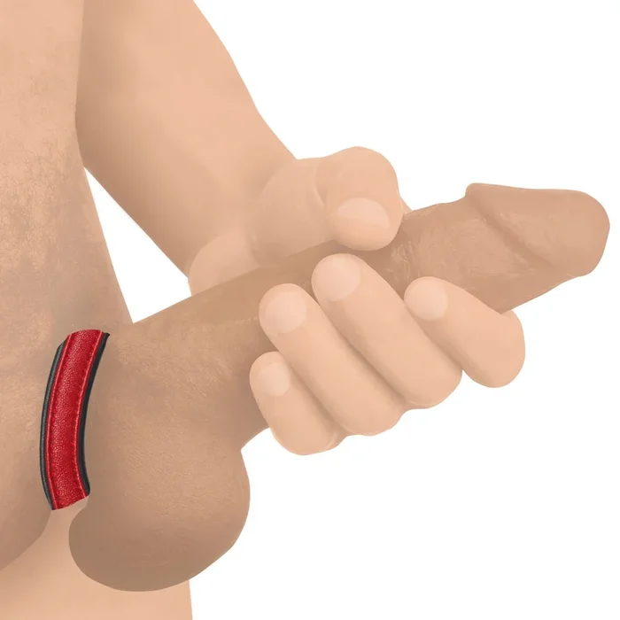 Velcro Leather Cock Ring – Red