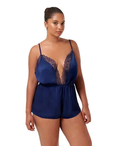 Vermont Luxury Satin Teddy – Navy Blue –
