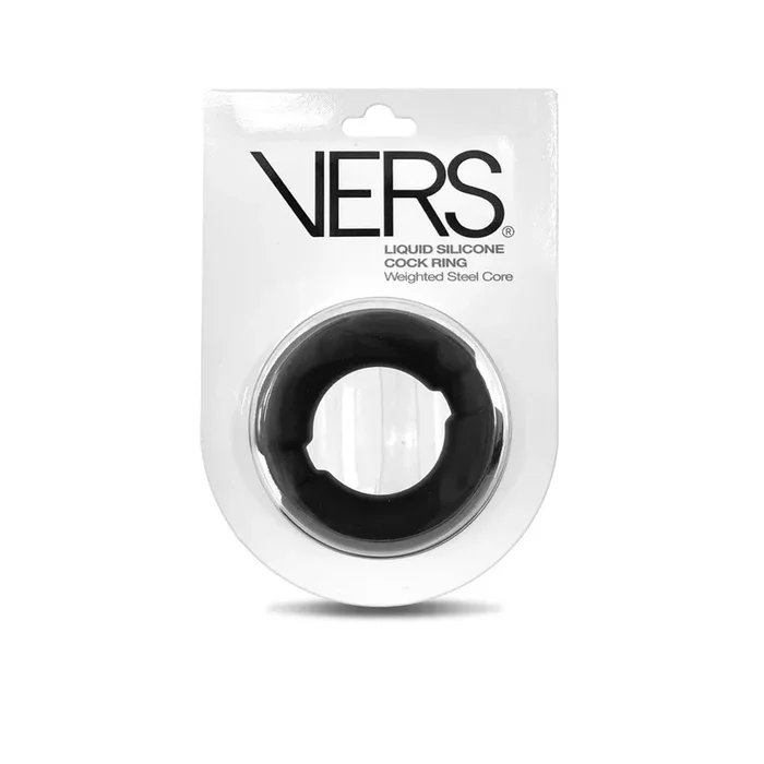 VERS Liquid Silicone Weighted Steel Core C-Ring – Black Cock Ring with Steel Core