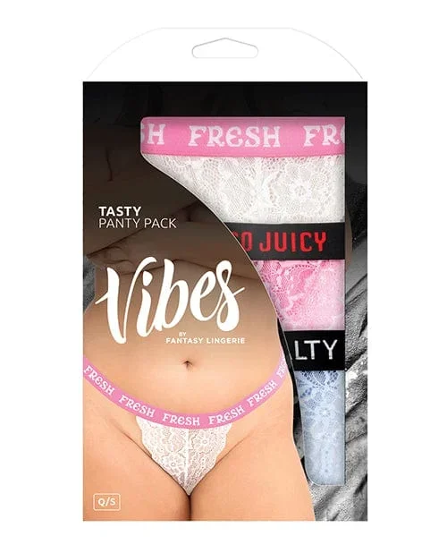 Vibes Tasty 3 Pack Thongs Assorted Colors One Size Fits Most Curvy