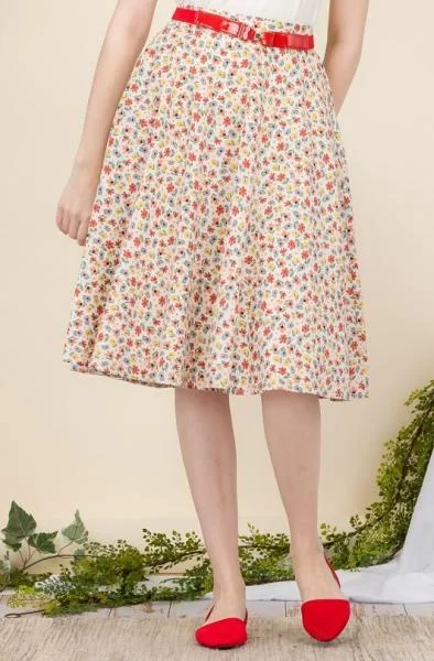 Vintage Flower Print Skirt –