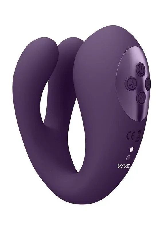 Vive Yoko Rechargeable Silicone Tripe Motor Dual Prongs with Clitoral Pulse Wave Vibrator