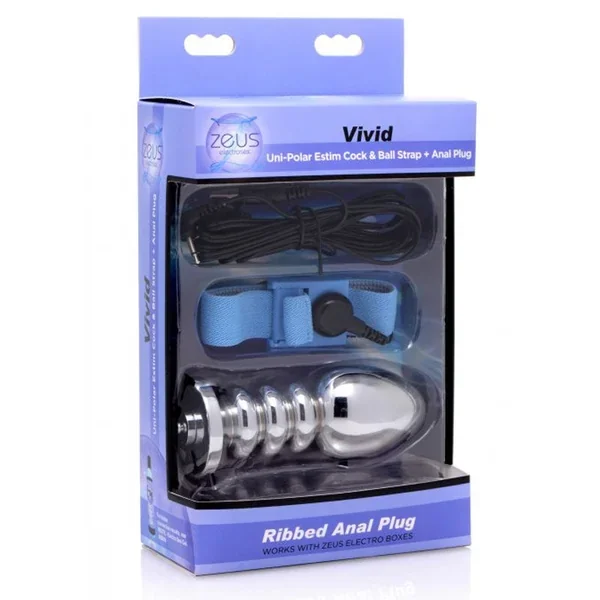 Vivid Uni-Polar Estim Cock & Ball Strap + Anal Plug