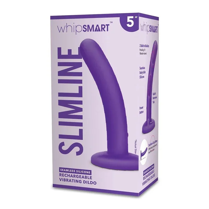 WhipSmart 5” Slimline Rechargeable Vibrating Dildo – Purple 12.7 cm USB Rechargeable Dildo