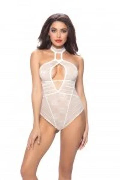 White – Floral Striped Collared Teddy