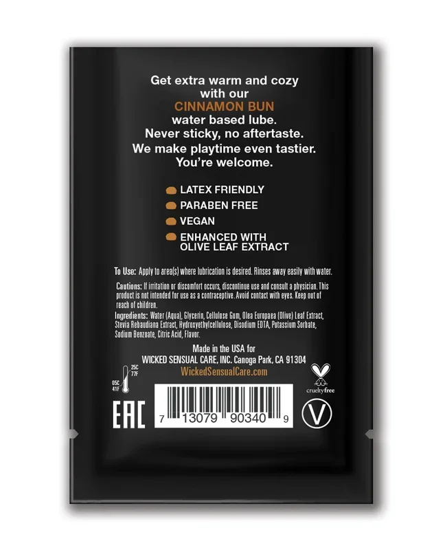 Wicked Sensual Care Aqua Waterbased Lubricant – .1 oz Cinnamon Bun