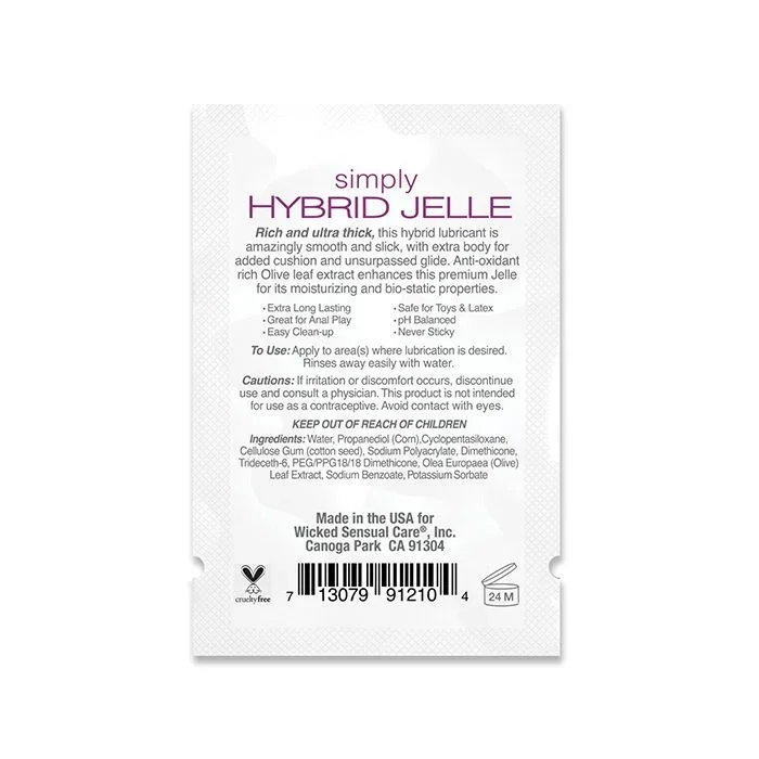 Wicked Sensual Care Simply Hybrid Jelle Lubricant – .1 oz