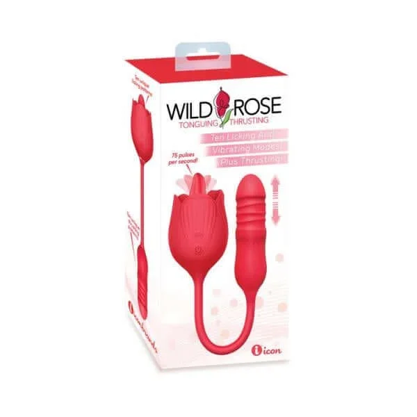 Wild Rose Licking & Thrusting Vibrator – Dual Motor, USB Rechargeable, Waterproof